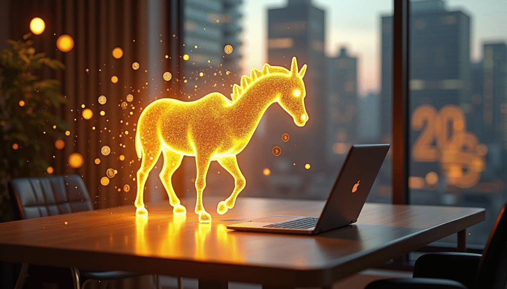 Goldener digitaler Esel als Symbol für dauerhaften Evergreen Content Umsatz und passives Einkommen