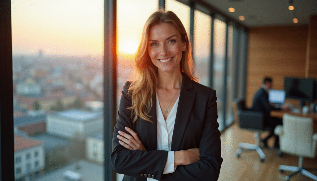 erfolgreiche-frau-buero-morgenroutine-produktivitaet-fuehrung Erfolgreiche Geschäftsfrau im Büro zeigt langfristige Auswirkungen konsequenter Morgenroutinen