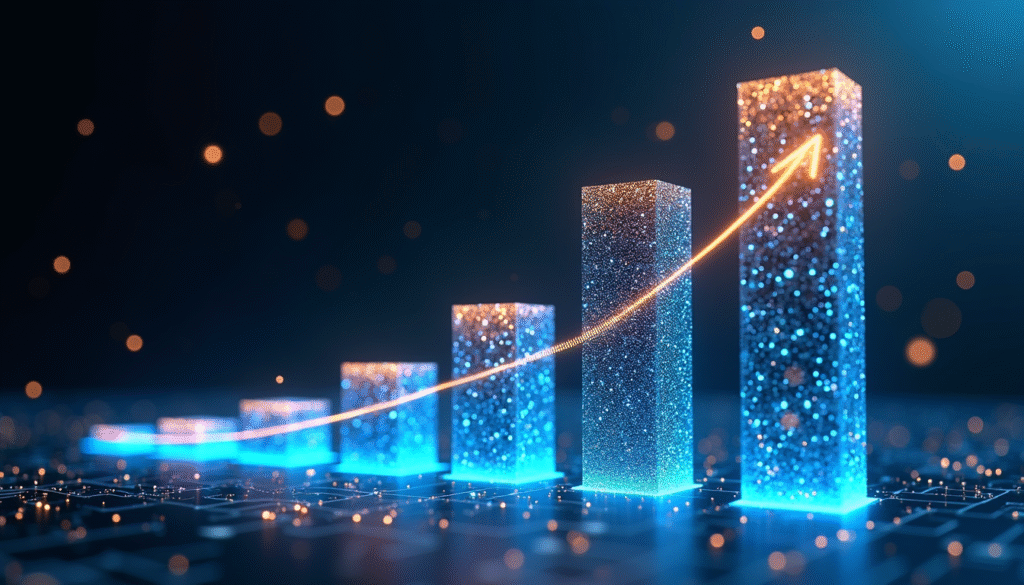 Minimalismus im Arbeitsalltag - Mehr Fokus, weniger Chaos 6 Langfristiger Erfolg Minimalismus Arbeitsalltag - exponentielles Wachstum Produktivität Datenvisualisierung